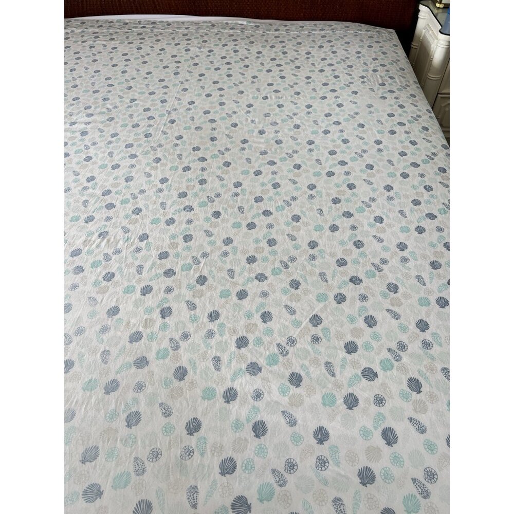 Set 3 Queen Sea Shell Flat Sheet + 2 Qu Pillowcases 60% PIMA COTTON Ocean Summer - Picture 6 of 14